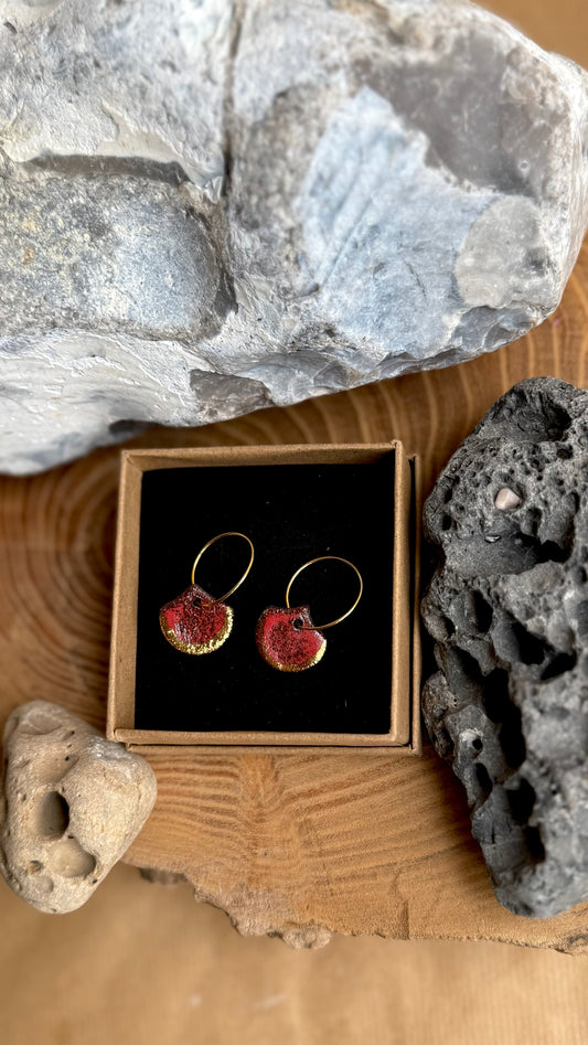 Scale Earrings - 22K Gold Plated Hoops