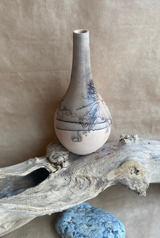 Horsehair Raku Vase 17