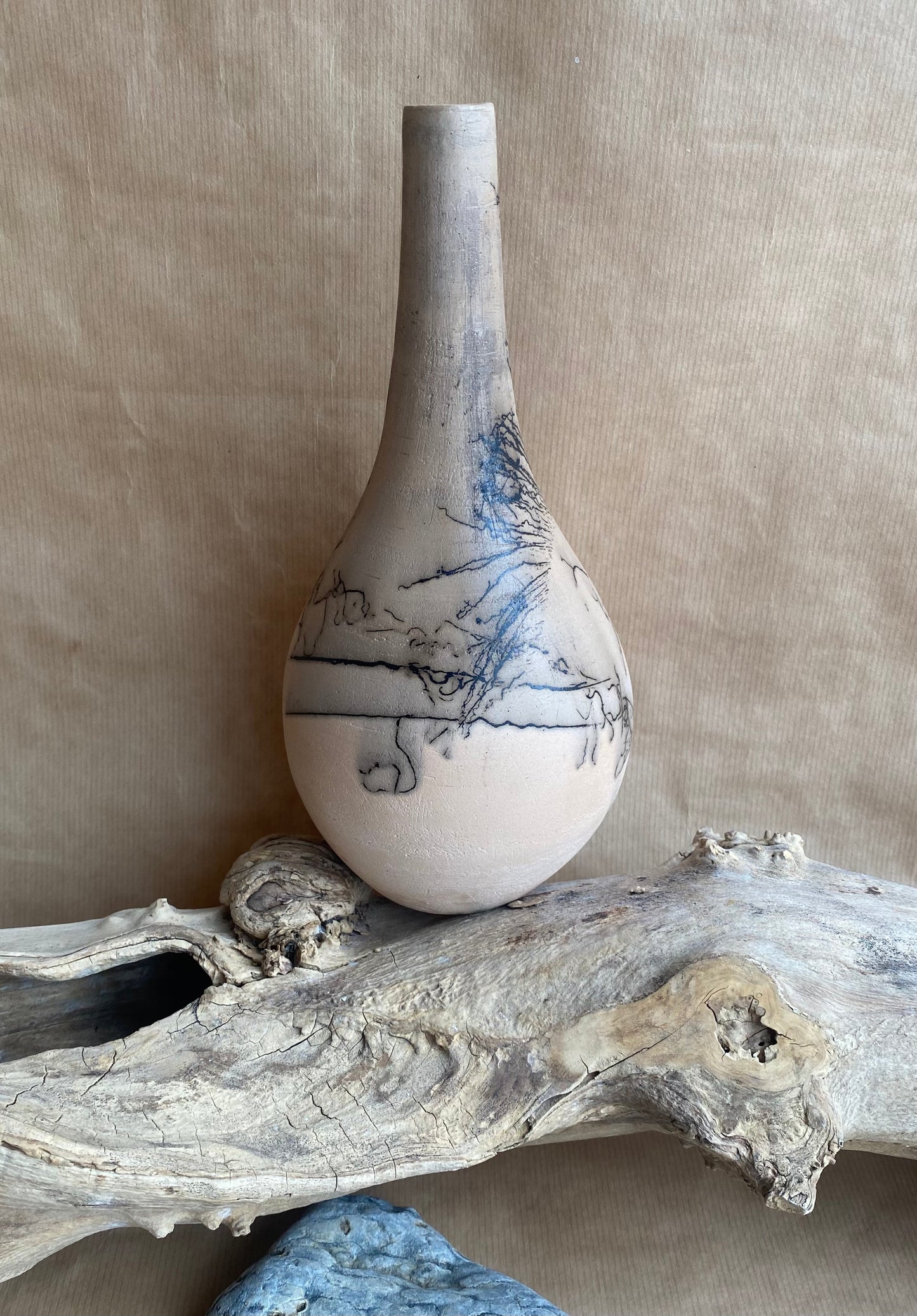 Horsehair Raku Vase 17
