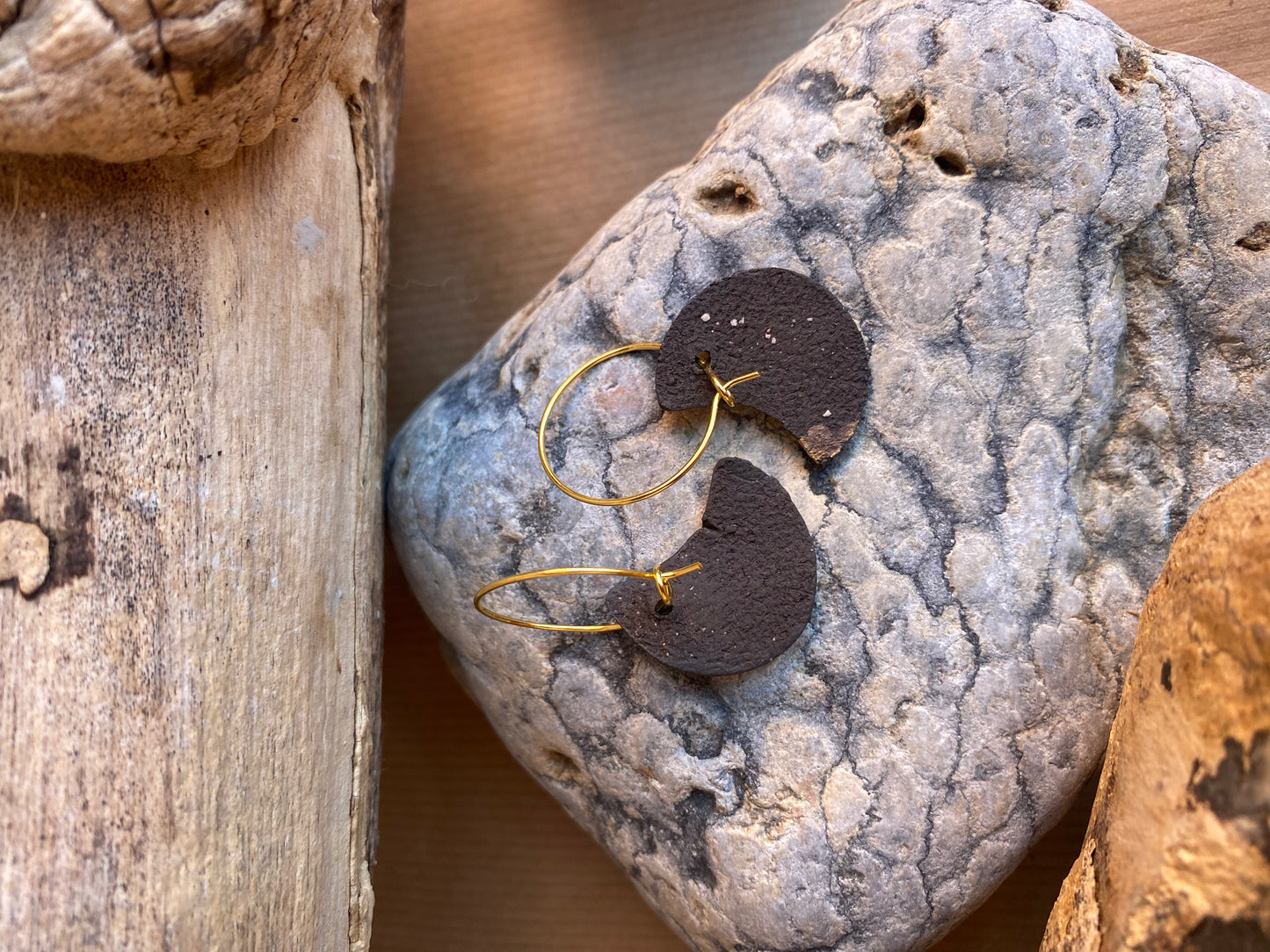 Blue Moon Earrings - 22K Gold Plated Hoops