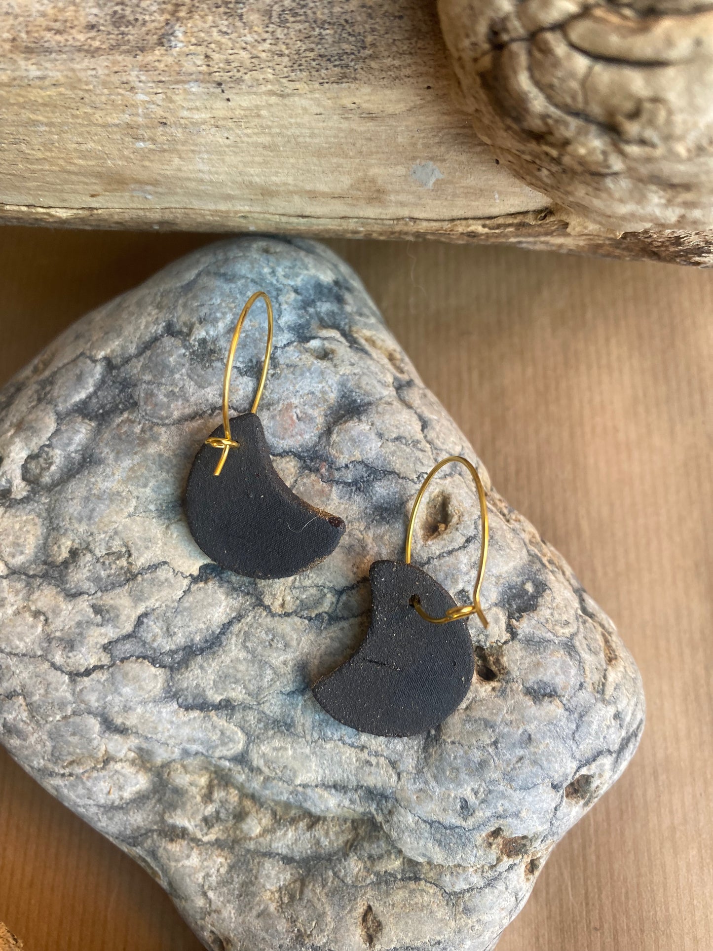 Ruby Moon Earrings - 22K Gold Plated Hoops