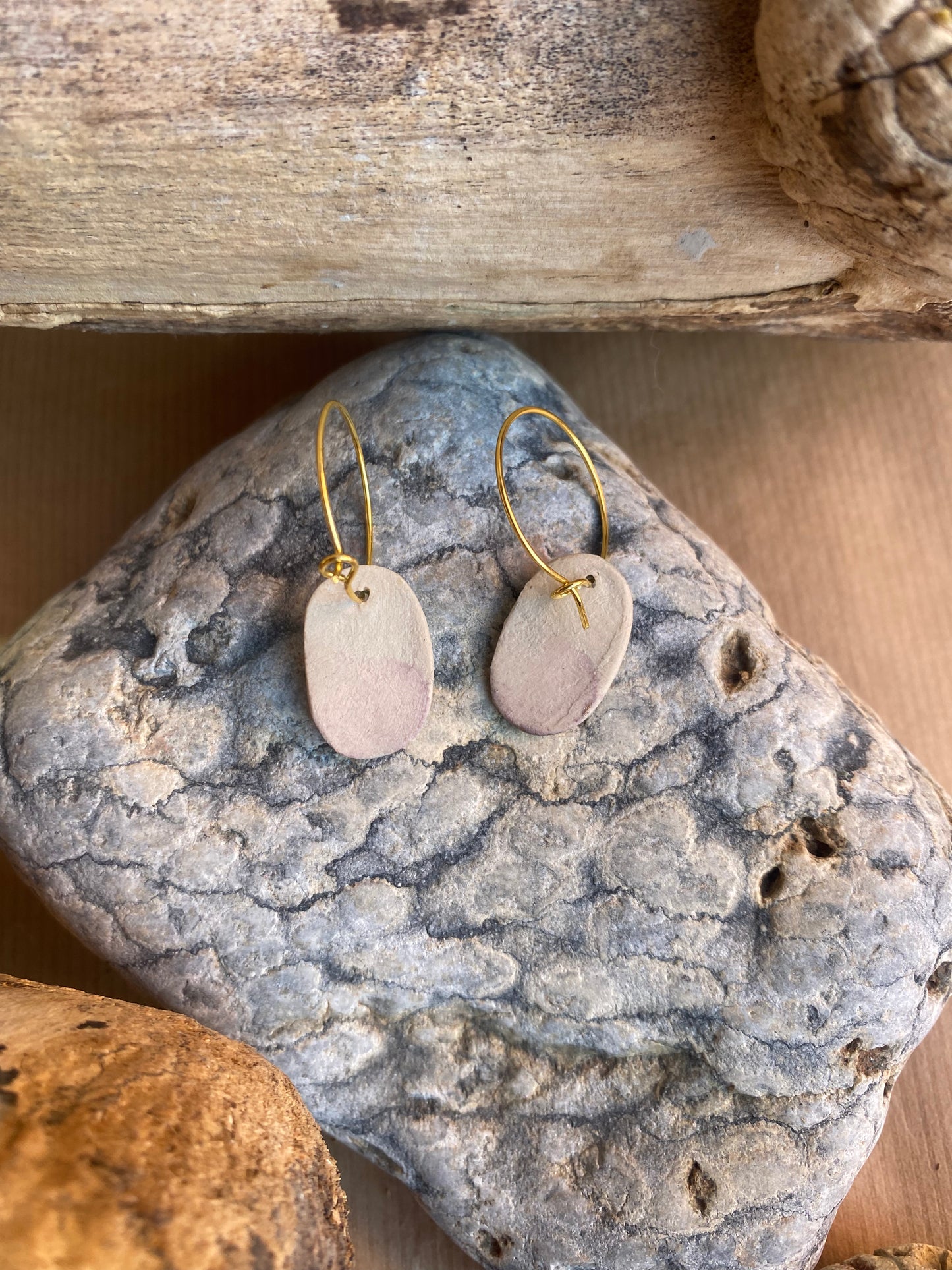 Turquoise Oval Earrings - 22K Gold Plated Hoops