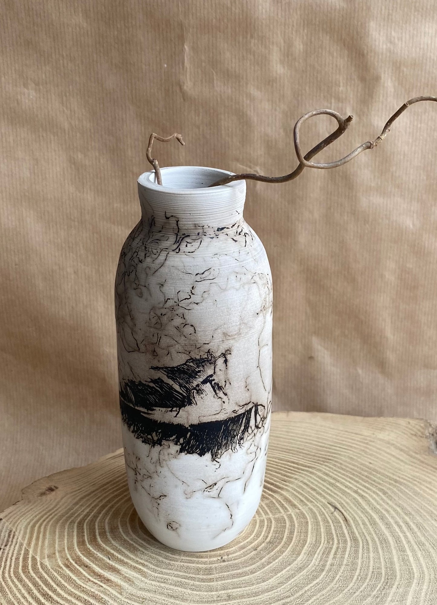 Horsehair Raku Vase 15